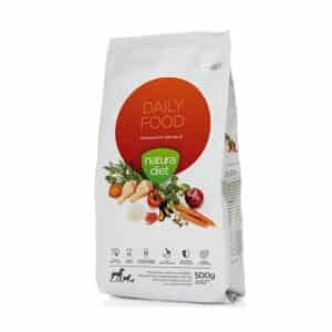 Compra Natura Diet Daily Food 500 gr, alimento natural para perros adultos de todas las razas. Con pollo, arroz, aceites funcionales y probióticos que favorecen digestión y salud integral.