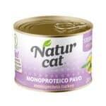 NATURCAT Monoproteico Esterilizado Pavo 200 g: comida húmeda natural para gatos esterilizados o con intolerancias. Solo carne de pavo, sin cereales ni aditivos.