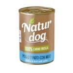 NaturDog Pollo y Pato con Mijo es un alimento húmedo natural y light para perros. Bajo en grasa, alto en proteína y sin gluten, ideal para controlar el peso y cuidar la digestión.