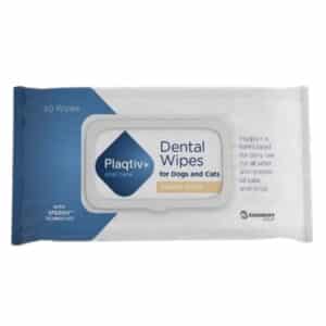 Plaqtiv+ Toallitas Dentales con tecnología Xpersiv previenen el sarro y mejoran la salud bucal de tu mascota. Paquete de 60 unidades, fácil de usar y sin cepillo.