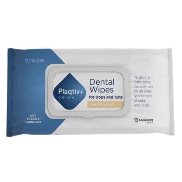 Plaqtiv+ Toallitas Dentales con tecnología Xpersiv previenen el sarro y mejoran la salud bucal de tu mascota. Paquete de 60 unidades, fácil de usar y sin cepillo.