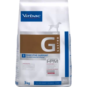 Virbac Digestive Support G1 3 kg es un alimento clínico para perros con alteraciones digestivas. Alta digestibilidad, soporte nutricional y recuperación efectiva del sistema gastrointestinal.