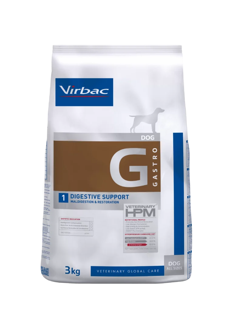 Virbac Digestive Support G1 3 kg es un alimento clínico para perros con alteraciones digestivas. Alta digestibilidad, soporte nutricional y recuperación efectiva del sistema gastrointestinal.