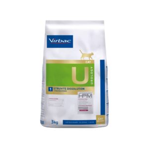 Virbac Cat Urology Struvite Dissolution 1.5 kg es un alimento dietético para gatos con cálculos de estruvita. Disuelve cristales y previene la formación de oxalato para una salud urinaria duradera.