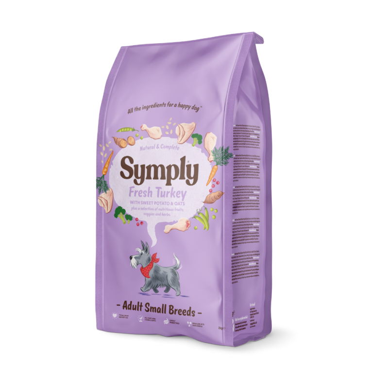 Symply Pavo Fresco 6kg para perros pequeños. Croqueta adaptada, con prebióticos, vitamina E y pavo fresco. Digestión saludable y bolsa 100 % reciclable.
